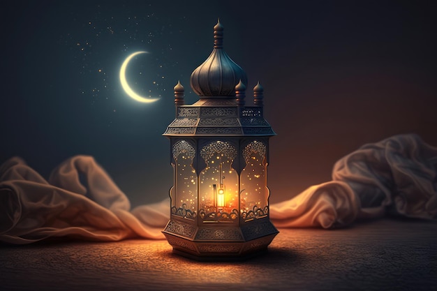 Arabic lantern with burning candle