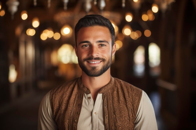 An arabic man smiling to the camera