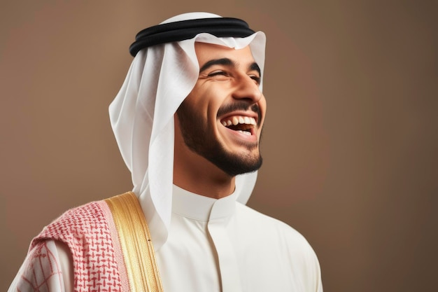 An arabic man smiling to the camera