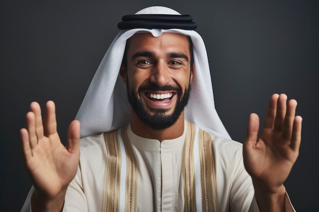 An arabic man smiling to the camera