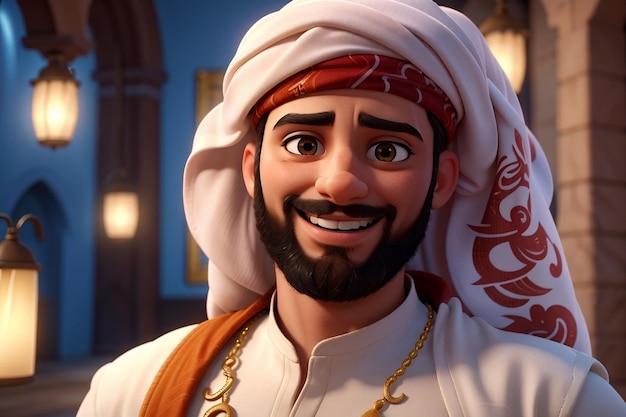 an arabic man with a red headband and a iqal on his head