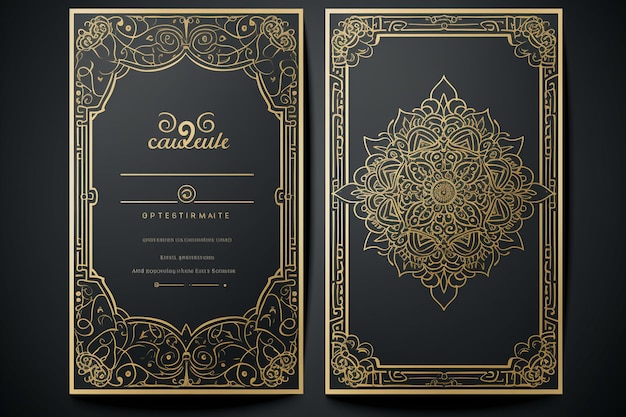 Arabic Mandala Art Invitation Card with Elegant Border and Copy Area