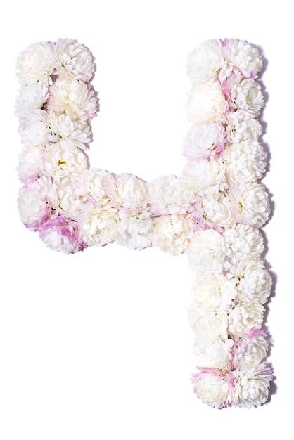 Arabic numerals from white chrysanthemums