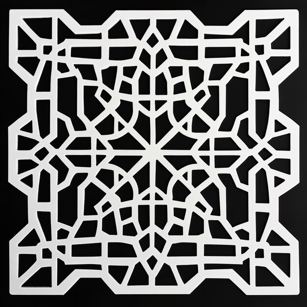 Photo arabic pattern on a black background 3d illustration template for laser cutting