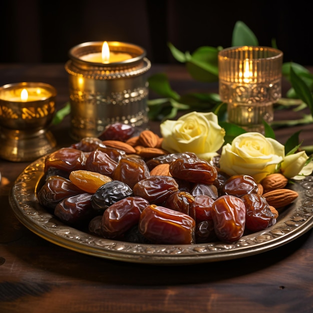 Arabic Platter Date Palm Raisins and Nuts A Nutrient Rich Feast for Ramadan Fast Breaking