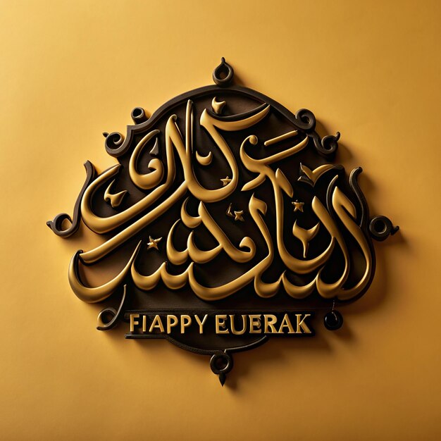 Photo arabic typography eid mubarak meaning happy eid calligraphy muslim festival silhouette of urdu text for eid greeting cards social media post vector