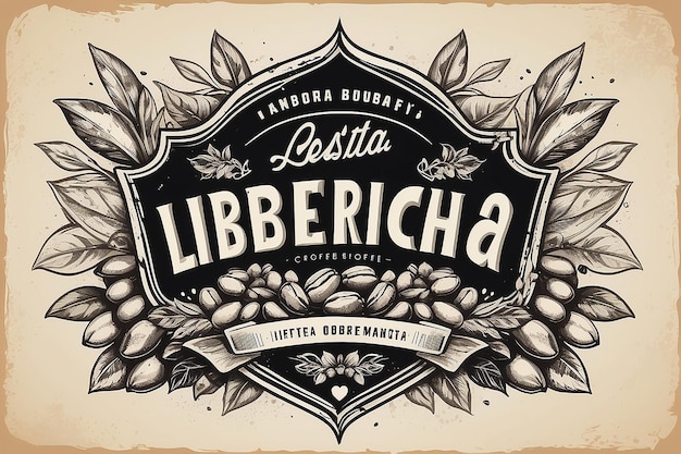 Arabica Robusta Liberica coffee beans packaging label design template Hand written lettering