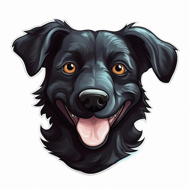 Arafed black dog with a big smile on a white background generative ai