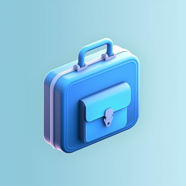 Arafed blue suitcase with handle on a blue background generative ai