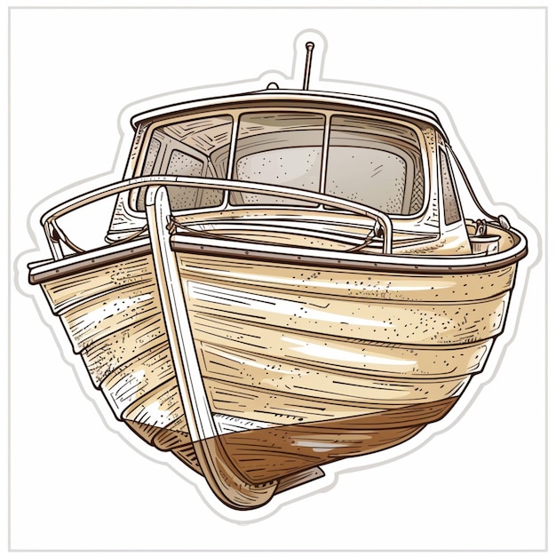 Photo arafed boat with a wooden hull on a white background generative ai