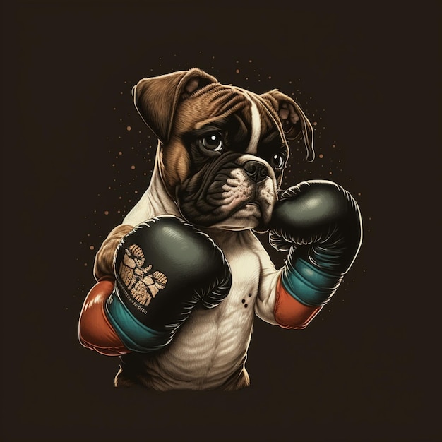 Arafed boxer dog with boxing gloves in a pose generative ai