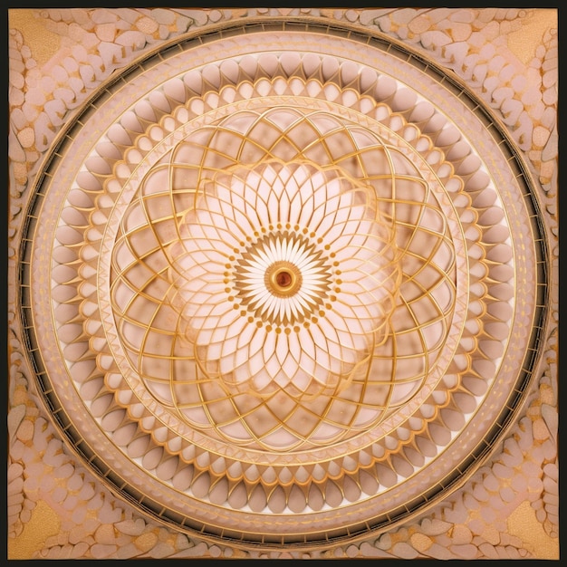 arafed ceiling with a circular design in a building generative ai