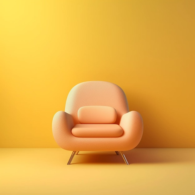 Arafed chair in a yellow room with a yellow wall generative ai