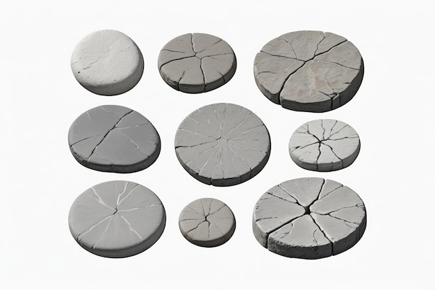 Photo arafed concrete pieces of various sizes and shapes are arranged in a circle