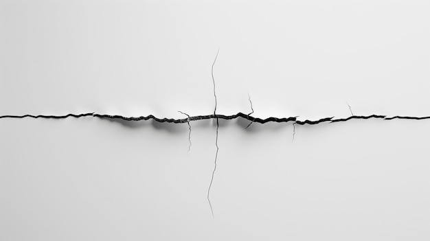 Photo arafed crack in the wall with a black and white photo generative ai