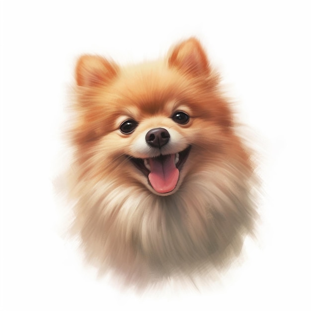 arafed dog with a long hair and a smile on a white background generative ai