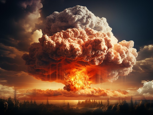 Arafed explosion of a nuclear bomb in the sky generative ai