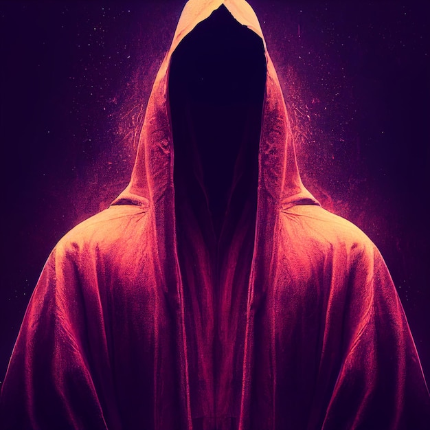 arafed hooded man in a red robe with a hood on generative ai