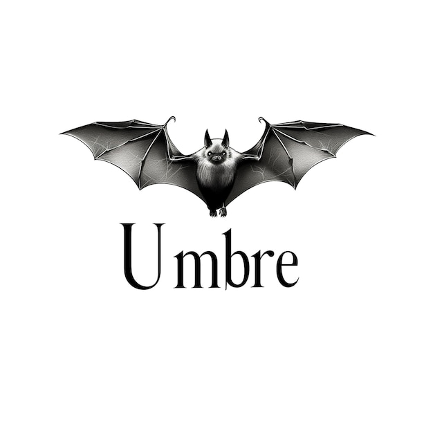 Arafed image of a bat with the word umbre written below it