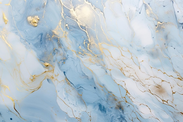 arafed image of a blue and gold marble with gold foil generative ai