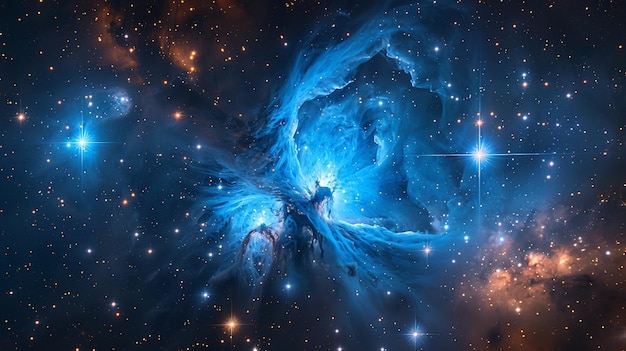 arafed image of a blue nebula with stars in the background generative ai