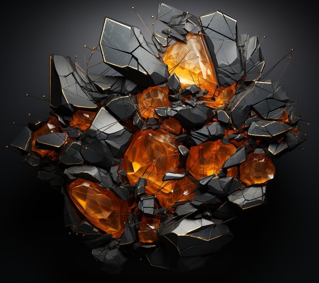 Arafed image of a bunch of rocks with a fire inside generative ai