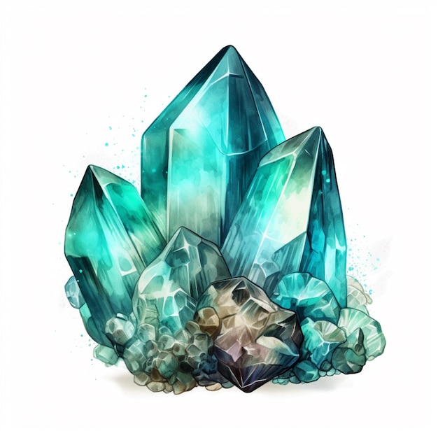 Arafed image of a cluster of crystals on a white background generative ai