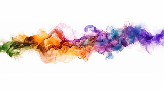 Photo arafed image of a colorful smoke wave on a white background generative ai