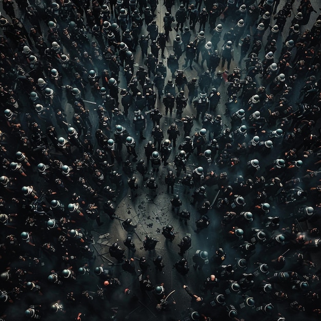 arafed image of a crowd of people standing in a circle generative ai