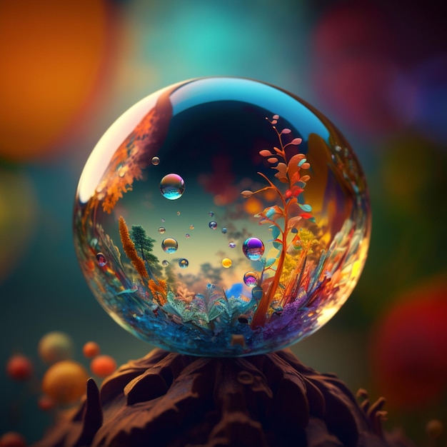 Arafed image of a crystal ball with bubbles floating on top generative ai