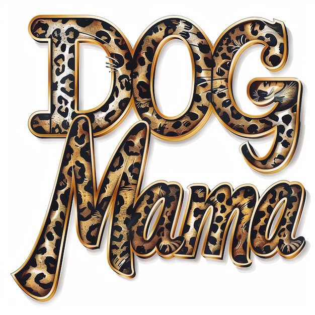 Photo arafed image of a dog mama sign with a leopard print generative ai