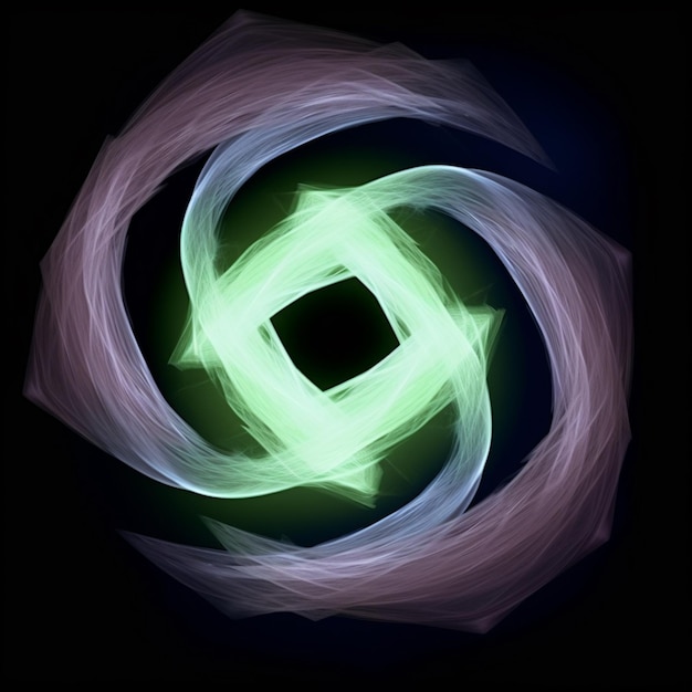 Arafed image of a green and white circular object on a black background generative ai