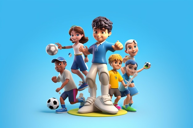 Arafed image of a group of cartoon kids playing soccer generative ai