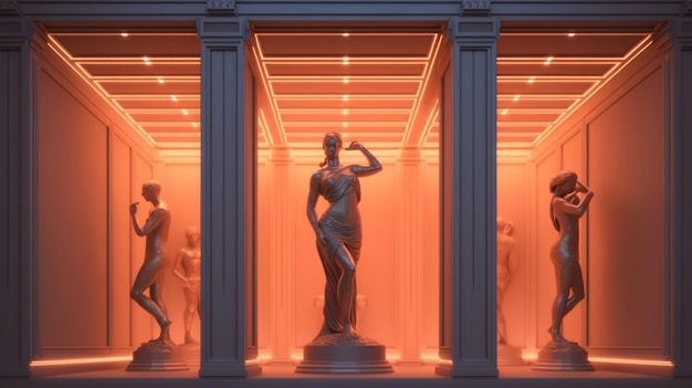 Arafed image of a group of statues in a room generative ai