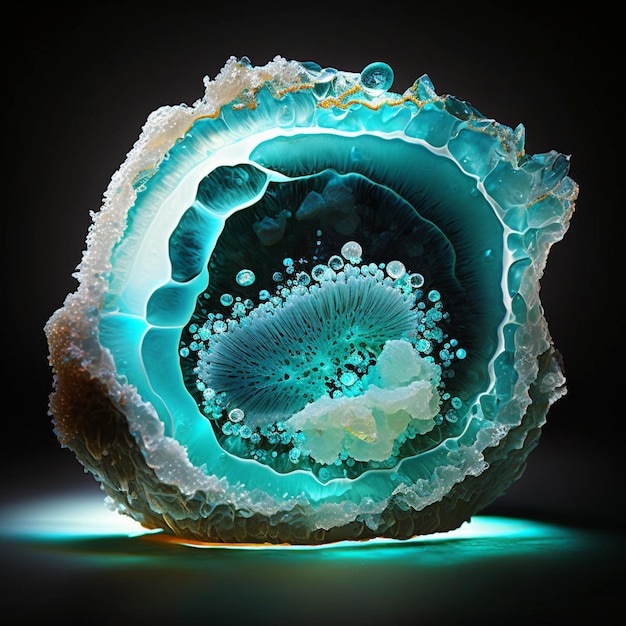 Arafed image of a large piece of glass with a blue center generative ai