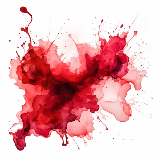 arafed image of a red ink stain on a white background generative ai