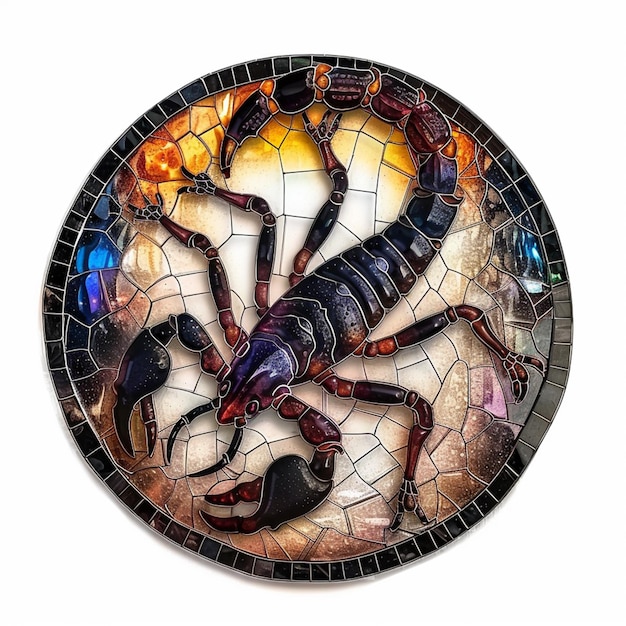 arafed image of a scorpion on a mosaic plate generative ai