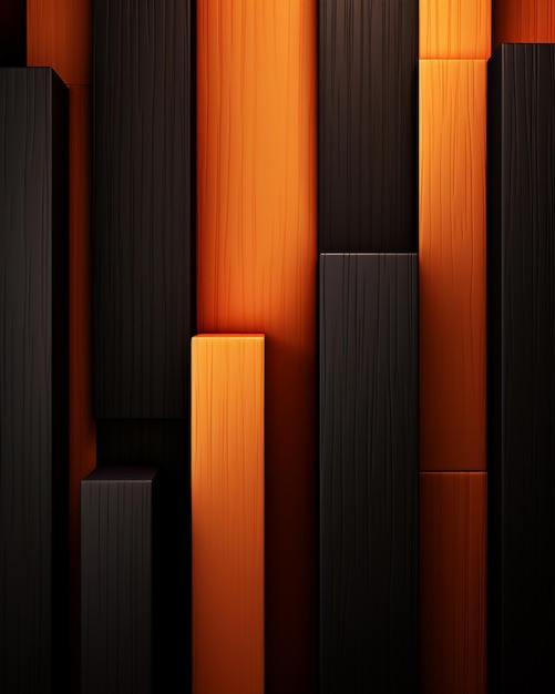 arafed image of a wall of black and orange wood generative ai