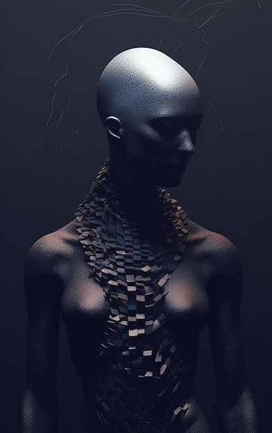 Arafed image of a woman with a black body and a black head generative ai