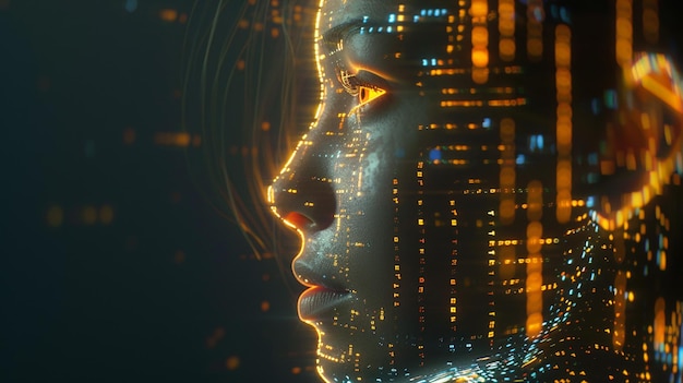 arafed image of a womans face with a city in the background generative ai