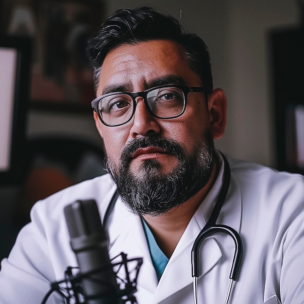 Arafed male doctor in white lab coat and stethoscope