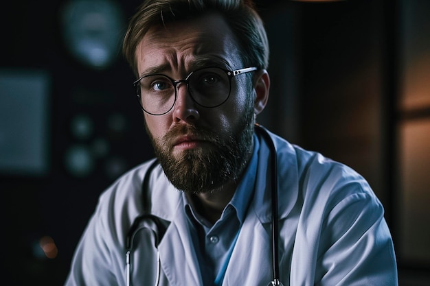 Arafed male doctor with a stethoscope and a beard