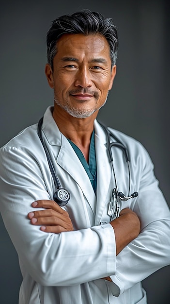 Arafed male doctor with stethoscope and white coat posing for a picture