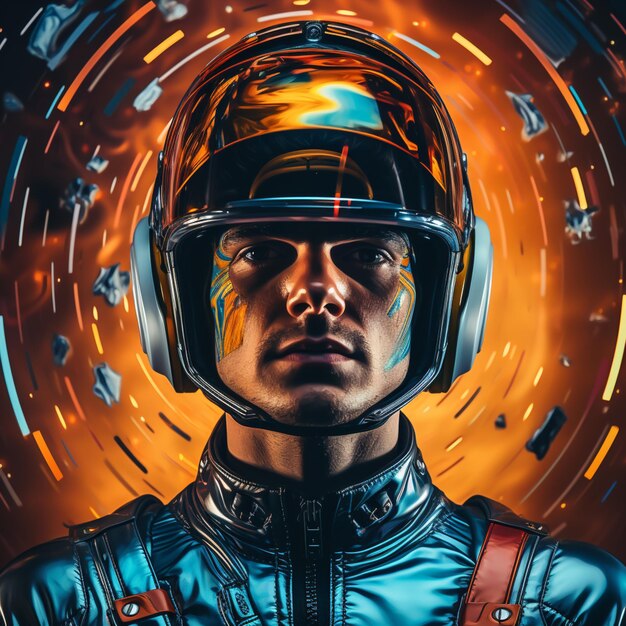 arafed man in a futuristic space suit with a helmet on generative ai