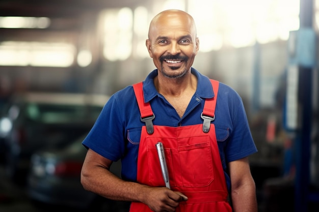 arafed man in red shirt and blue ove ai photo midjourney