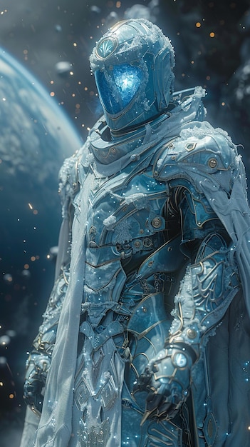 arafed man in a space suit standing in front of a planet generative ai