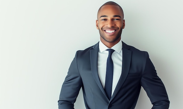 Arafed man in a suit and tie smiling and standing