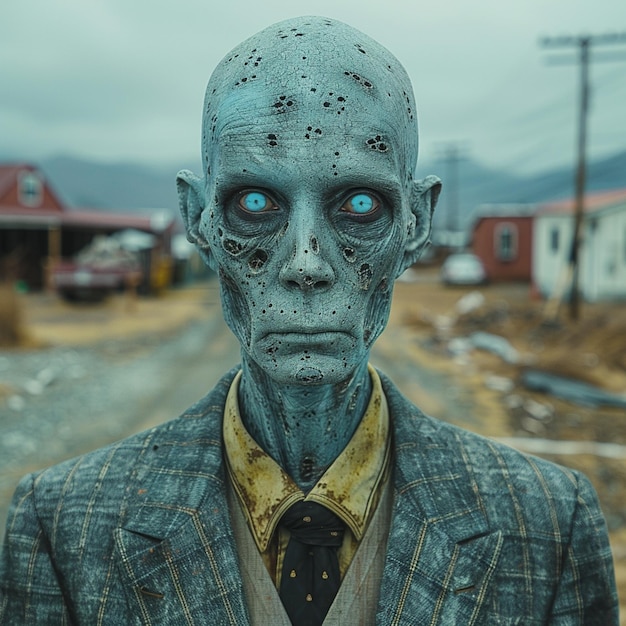 arafed man with blue eyes and a suit and tie generative ai