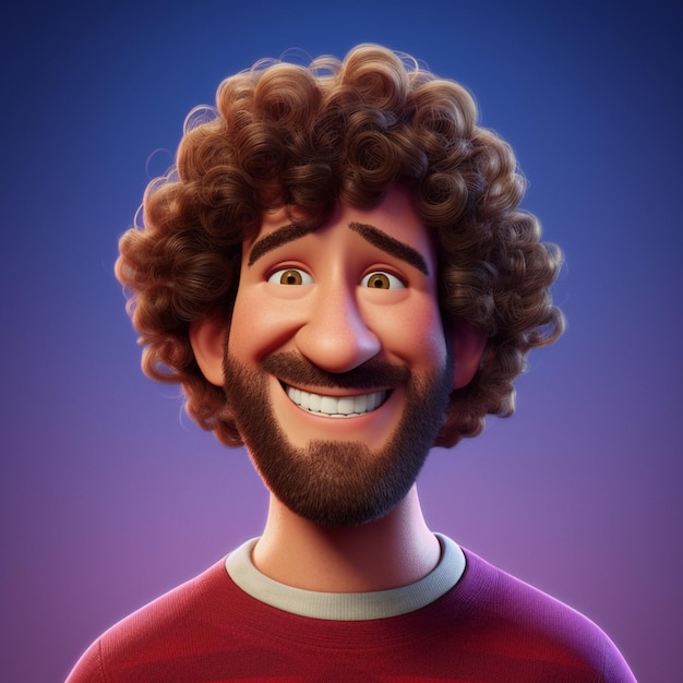 arafed man with curly hair and beard smiling at the camera generative ai