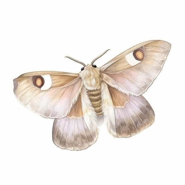 Arafed moth with white wings and brown spots on its wings generative ai